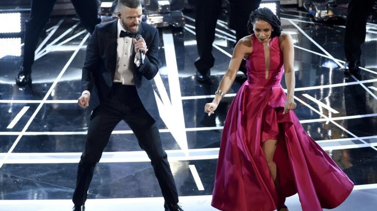Justin Timberlake performs songs from best original song nominee “Can’t Stop the Feeling,” from “Trolls” at the Oscars in February.