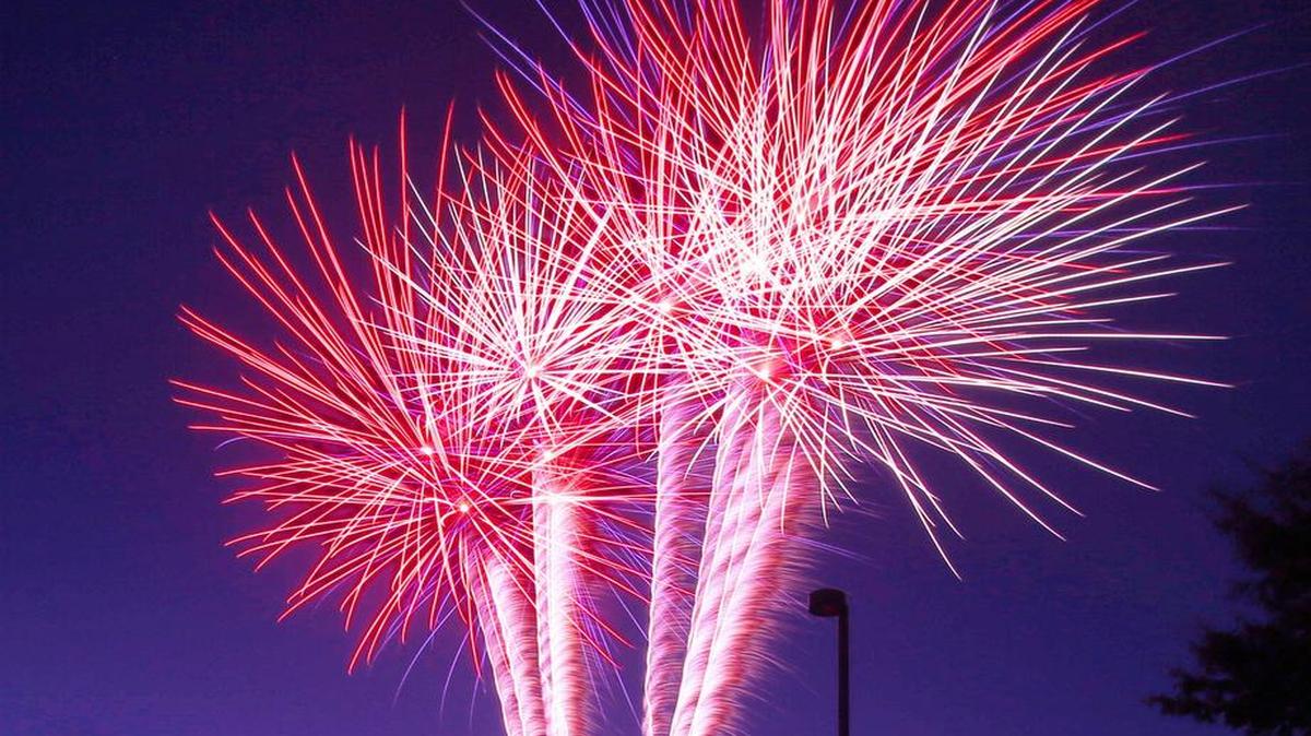 
Fireworks light up the sky at Buchanan Stadium. The annual show is moving this year to Clovis High School’s Lamonica Stadium.
