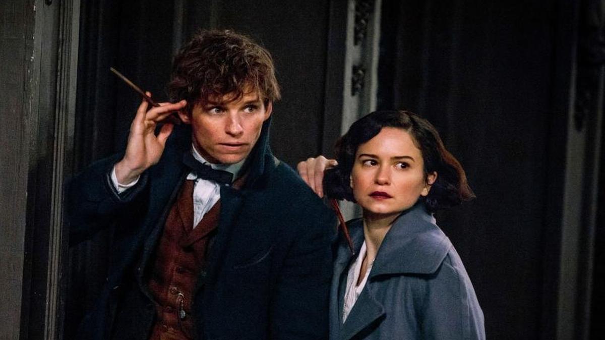Eddie Redmayne and Katherine Waterston in a scene from, “Fantastic Beasts and Where to Find Them.”
