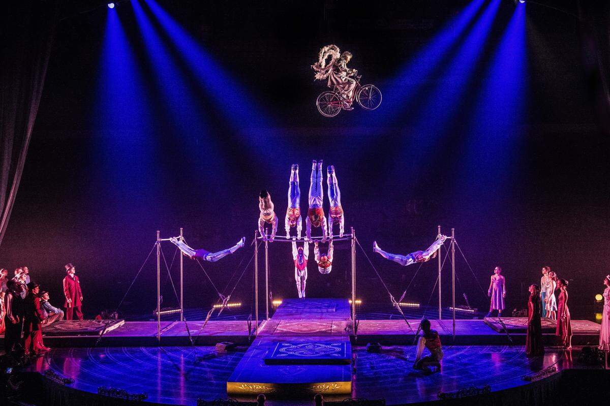 Fredric Umali is one of the acrobats in “Tournik,” the final act in Cirque du Soleil’s “Corteo.”