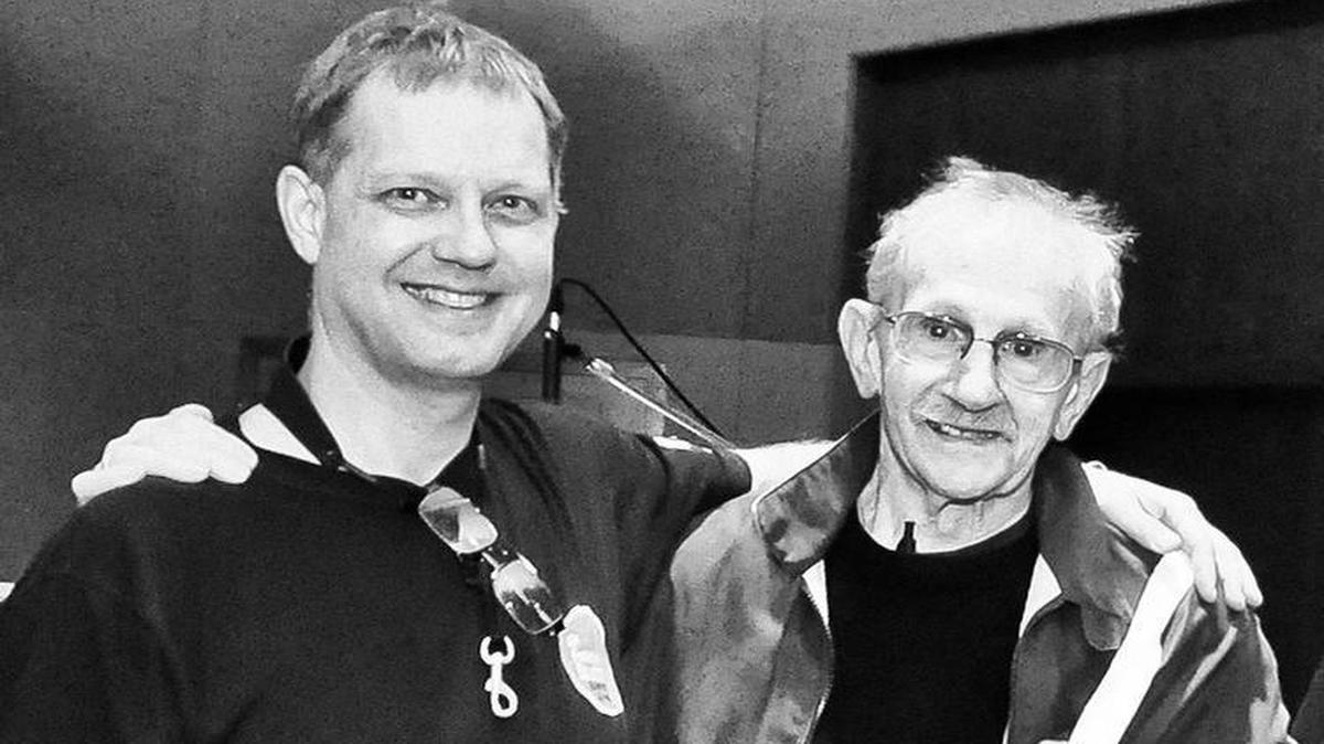 Philip Levine and Benjamin Boone recording their new CD together.