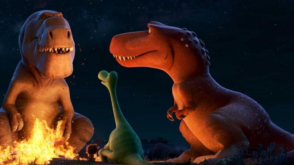 Butch (Sam Elliott) shares a story around the campfire in “The Good Dinosaur.”