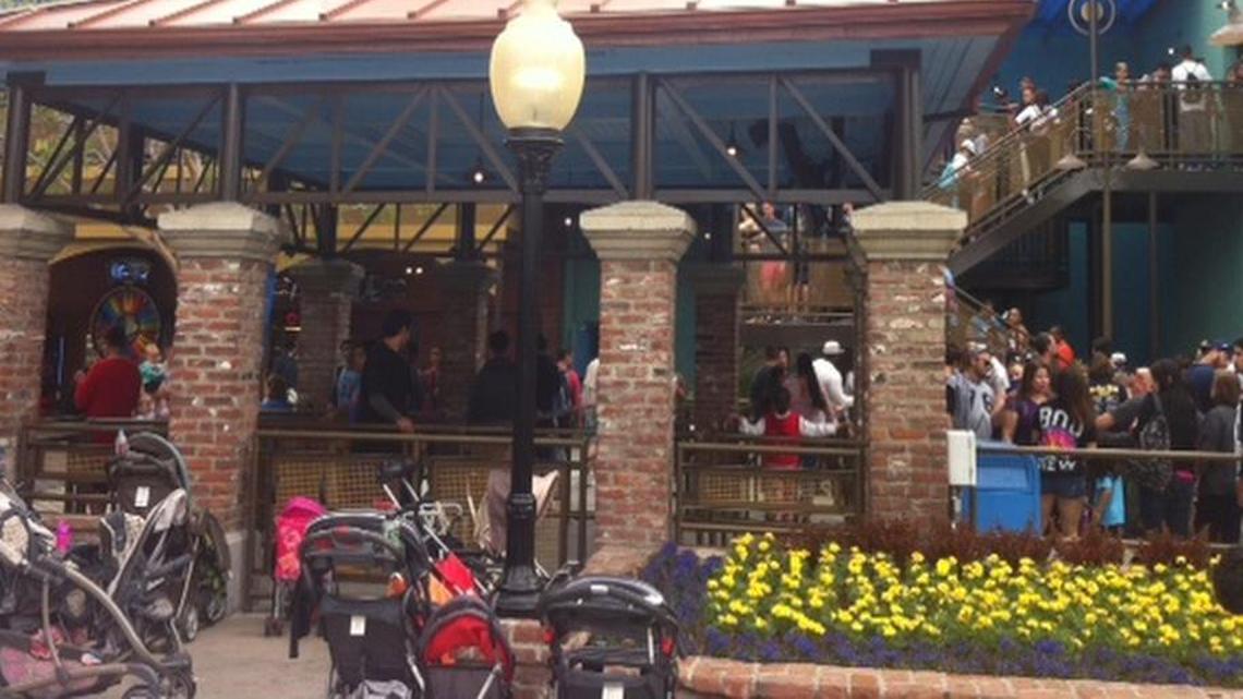 
Crowds wait to get into Knott’s Berry Farm’s new attraction, “Voyage to the Iron Reef.”
