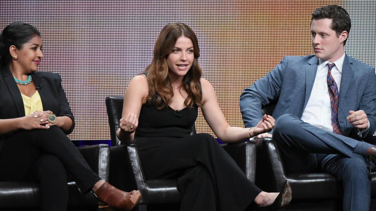 
Punam Patel, from left, Paige Spara and Noah Reid participate in the “Kevin From Work” panel at the Disney/ABC Summer TCA Tour at the Beverly Hilton Hotel.
