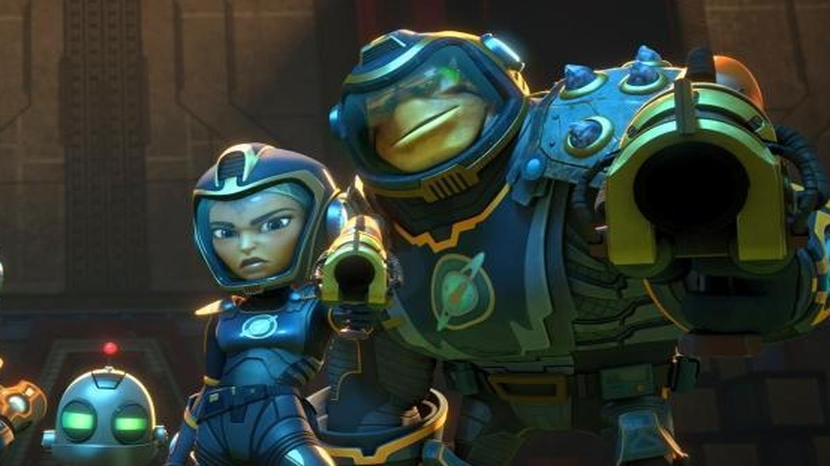 Bella Thorne provides the voice of Cora (second from right) in the feature film “Ratchet & Clank.”