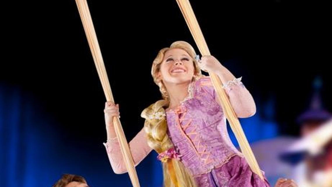 Rapunzel goes for a magical ride during “Disney on Ice Presents Dare to Dream.”