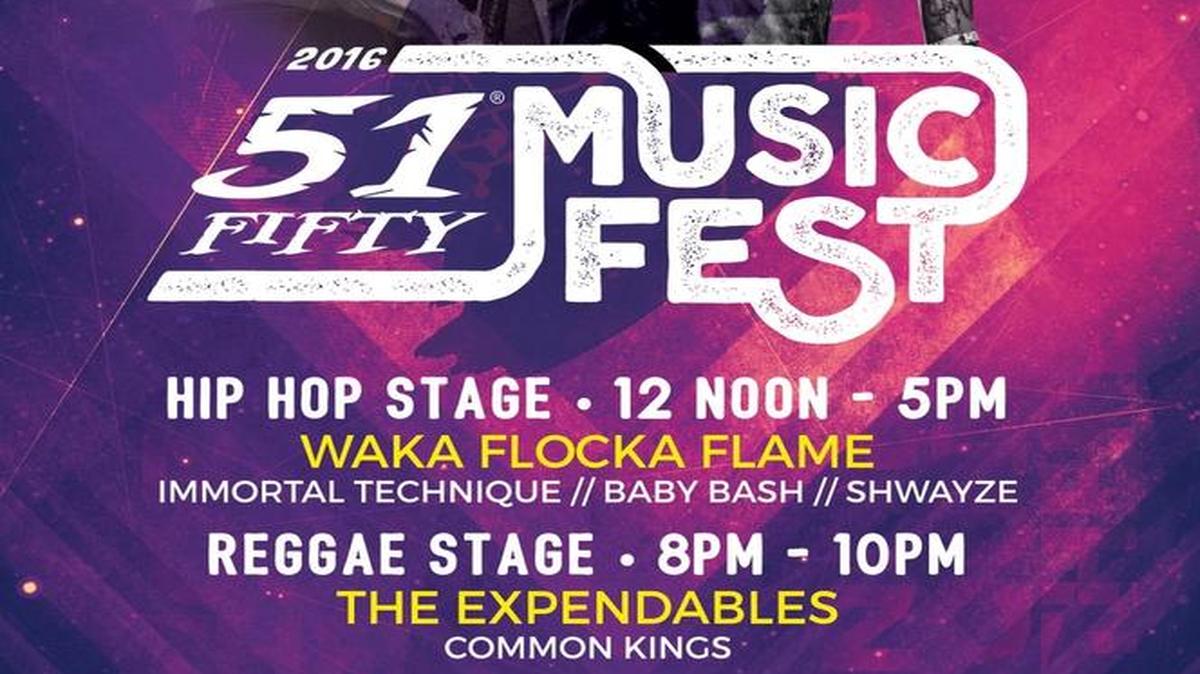 Flier for the 51Fifty Music Fest, which happens Saturday, June 18 at Rotary Amphitheater in Fresno.