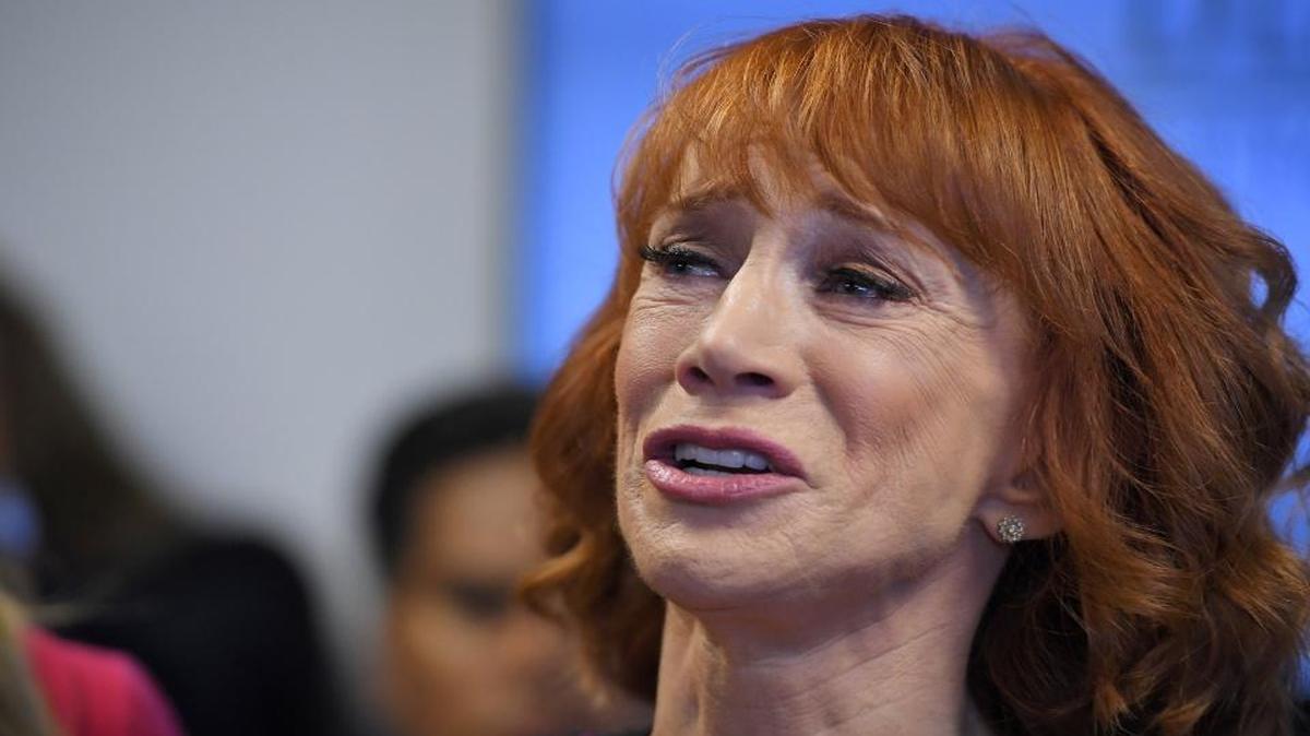 Comedian Kathy Griffin speaks during a news conference, Friday, June 2, 2017, in Los Angeles to discuss the backlash since Griffin released a photo and video of her displaying a likeness of President Donald Trump's severed head. (AP Photo/Mark J. Terrill)