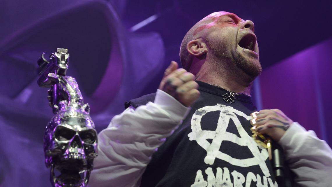Five Finger Death Punch singer Ivan Moody on stage at Rupp Aren earlier this year. The band plays Nov. 12, 2018 at the Save Mart Center in Fresno, CA.