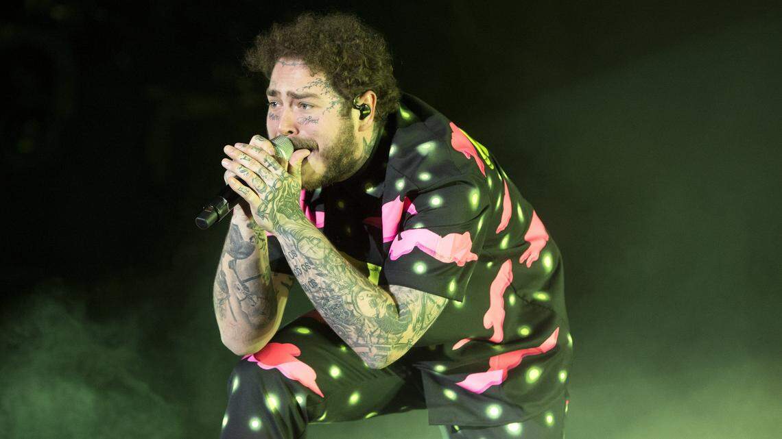 Post Malone performs on Day 3 of the 2019 Firefly Music Festival at The Woodlands on Sunday, June 23, 2019, in Dover, Del. (Photo by Owen Sweeney/Invision/AP)