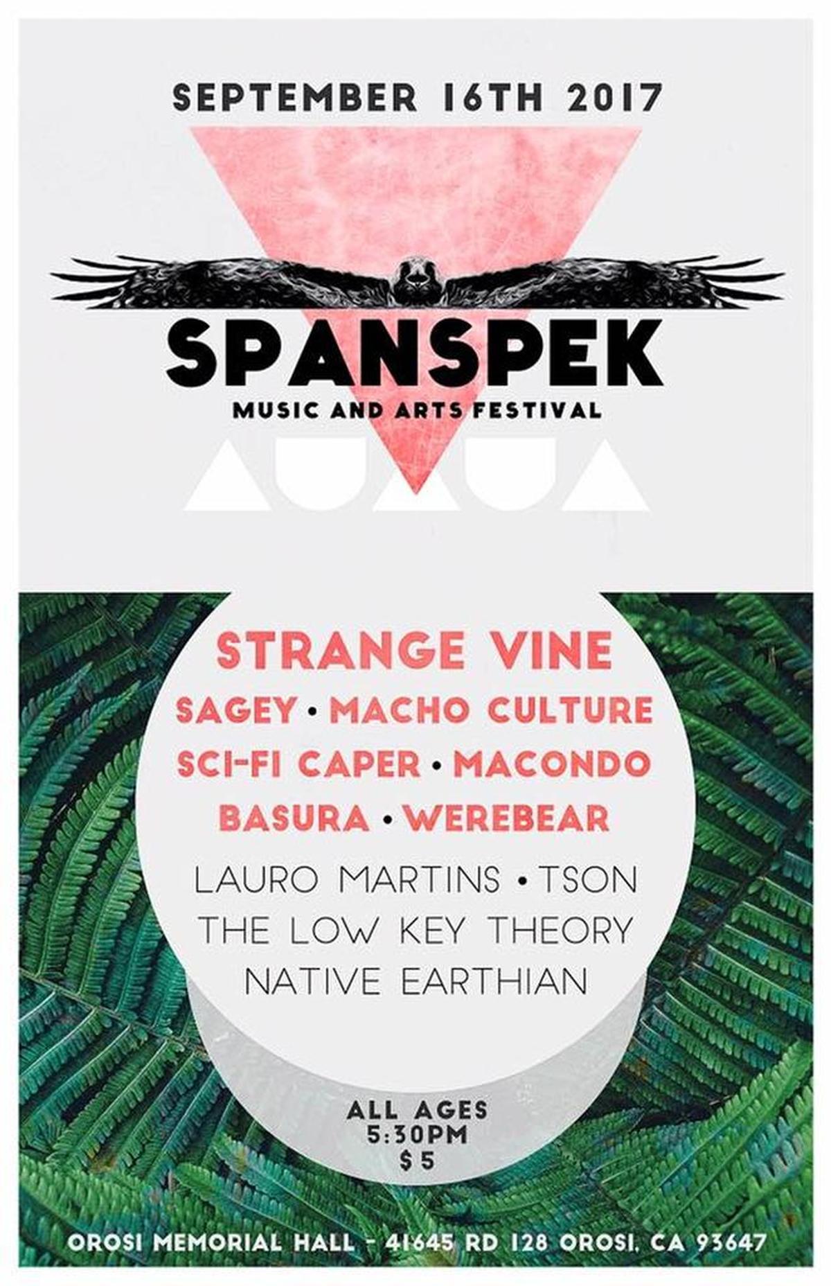 Flyer for the Spanspek Music and Arts Festival, which has been held for the past 12 years in Orosi. This will be the event’s final year.