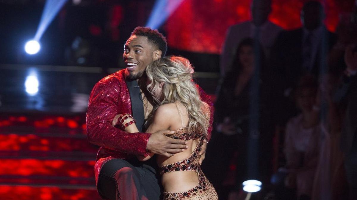 Rashad Jennings and Emma Slater on "Dancing with the Stars." Jennings will be part of the “Dancing with the Stars: Live” tour, when it stops in Fresno this August.