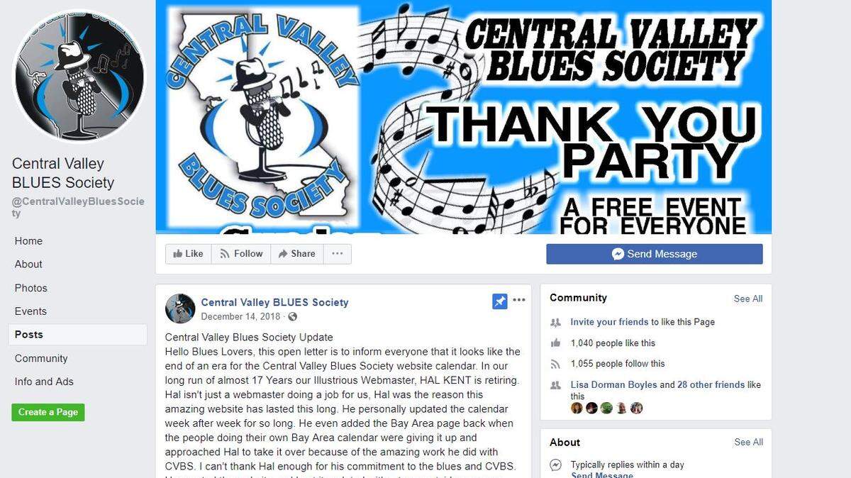 After 17 years, the Central Valley Blues society is ending its online events calendar.