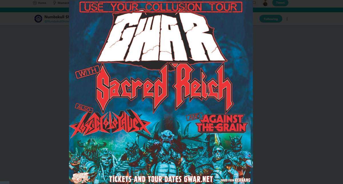 Gwar announced its Use Your Collusion tour, which includes a stop. Oct. 23, at Tioga Sequoia Brewing Company in Fresno, CA.