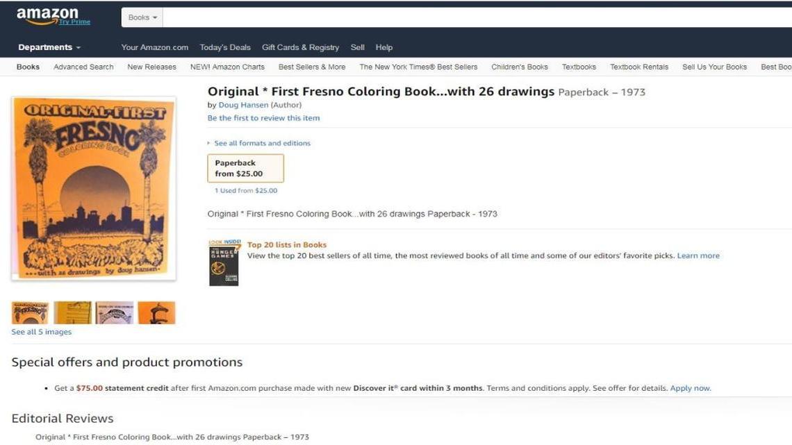 A copy of Doug Hansen’s 1973 “Fresno Coloring Book” is for sale on Amazon for $25.