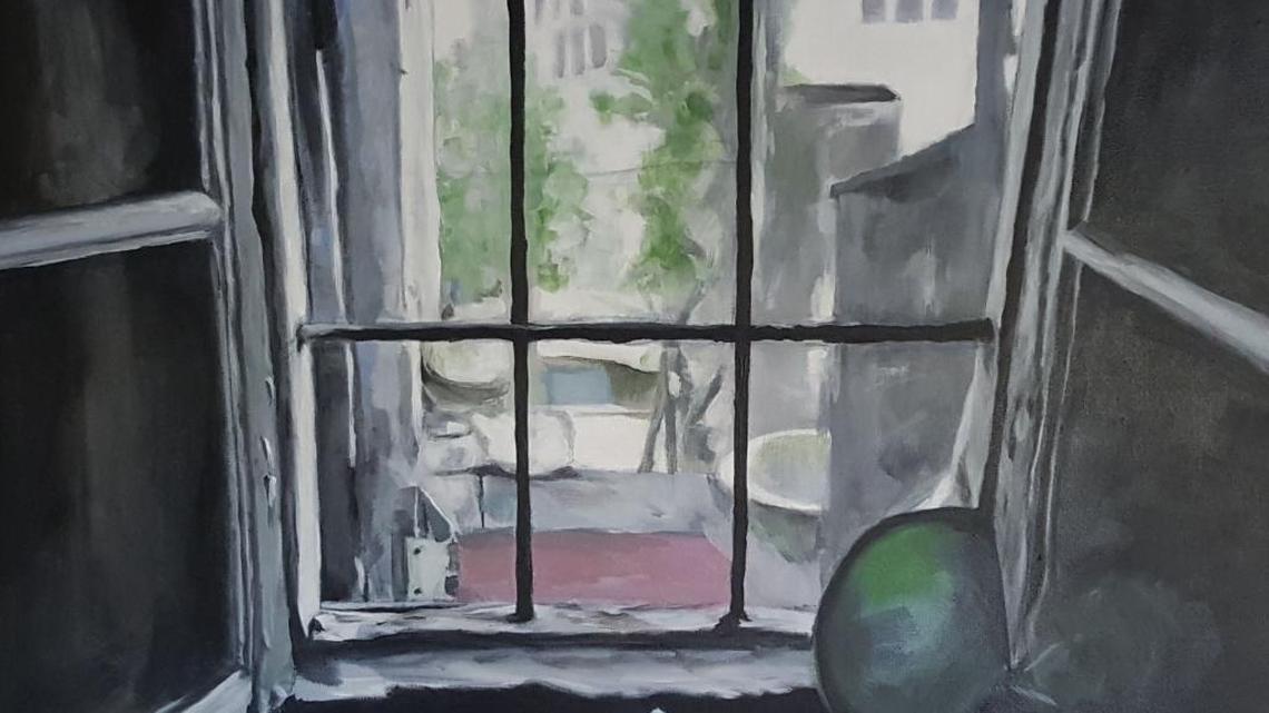 Hazel Antaramian Hofman’s ‘Window on to Kond’ is part of her new show at Fig Tree Gallery.