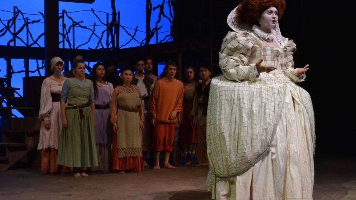 Resha Meister plays Queen Elizabeth I in the Fresno State production of “Passion Play: Part 1 & 2,” opening Friday.