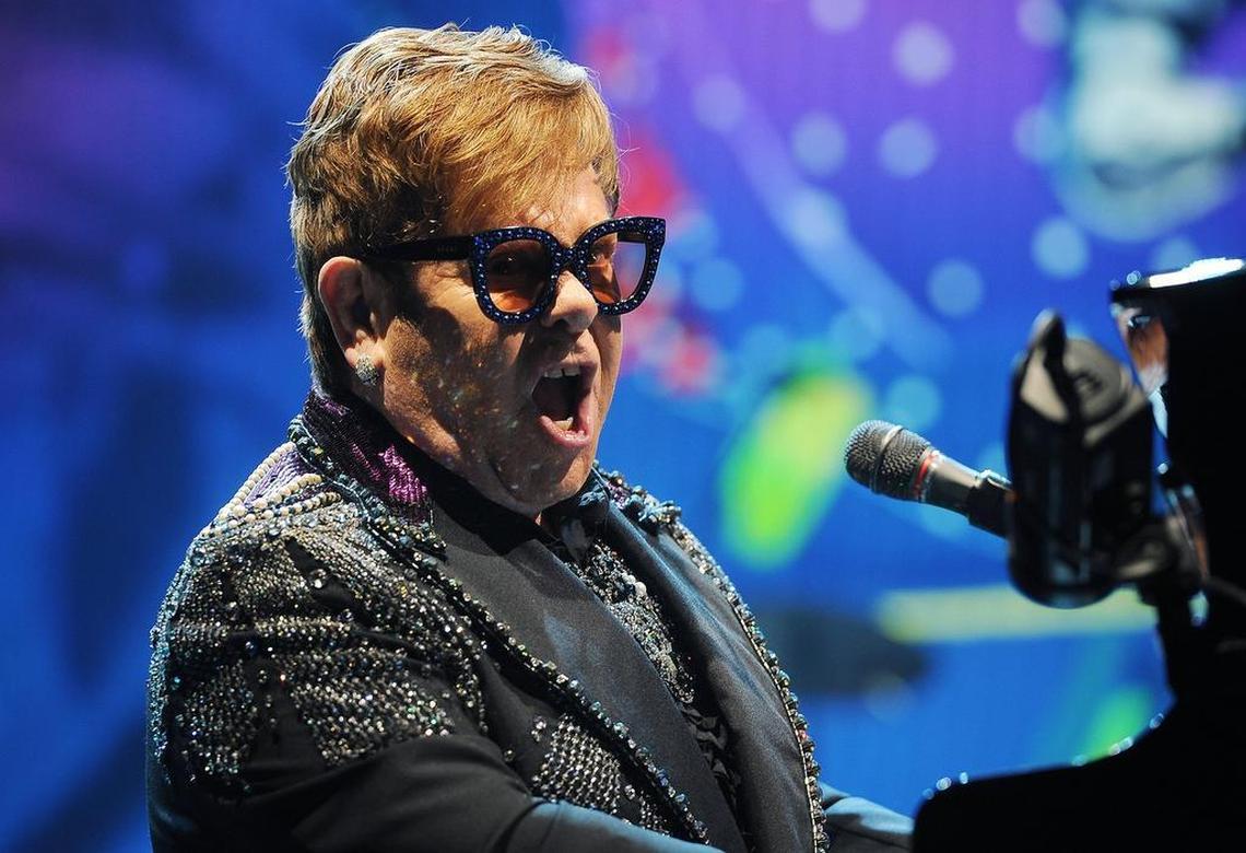 Elton John performs “Bennie and the Jets” to open the Farewell Yellow Brick Road tour appearance at the Save Mart Center on Tuesday night, Jan. 15, 2019 in Fresno.