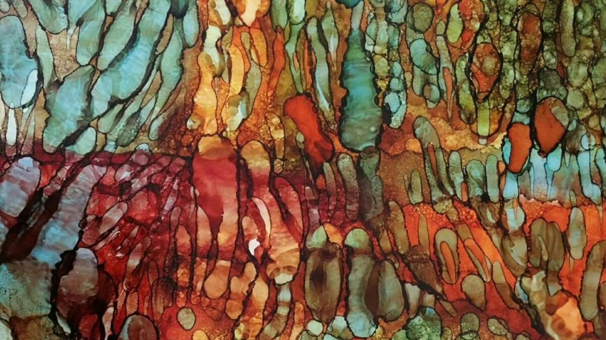 Valerie Runningwolf’s new exhibition, “The Four Elements,” includes her work “Creation” at Gallery 25.