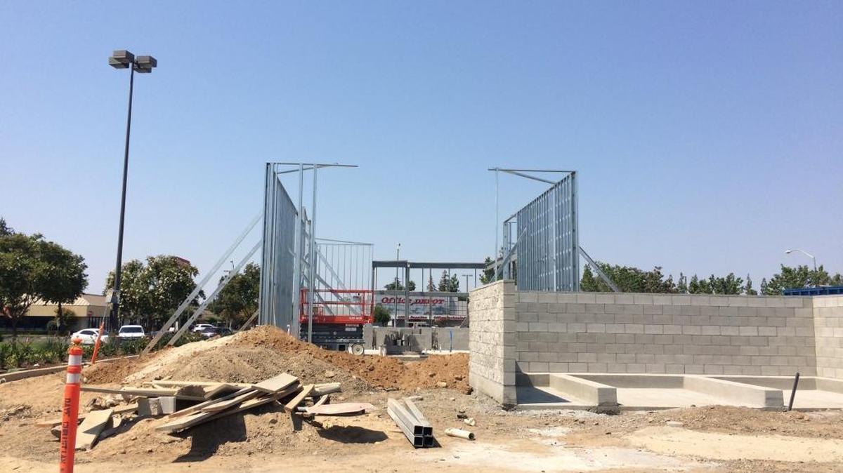 The bare bones of what will eventually become Krispy Kreme is up on Blackstone Avenue. The popular doughnut shop is building a location next to McDonald’s and in front of the Target at Bullard Avenue.