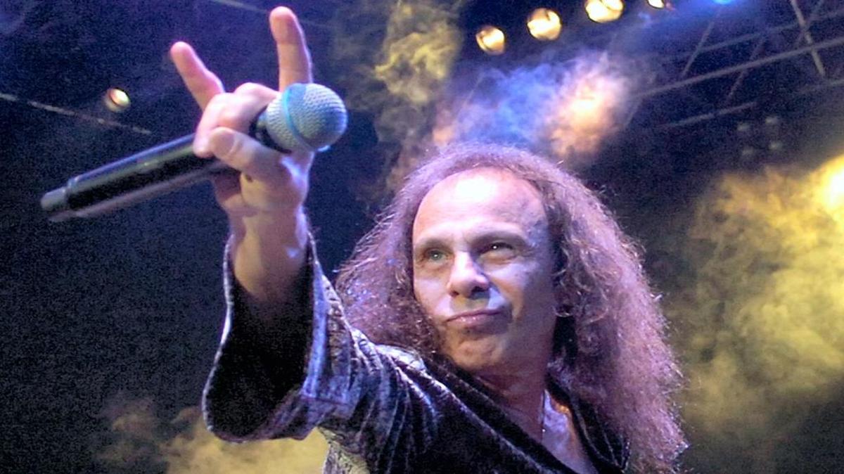 In this July 7, 2007 file photo, Ronnie James Dio performs with British heavy metal group "Heaven and Hell" during the 41th Montreux Jazz Festival in Montreux, Switzerland. Dio, in hologram form, is embarking on a world tour this fall.
