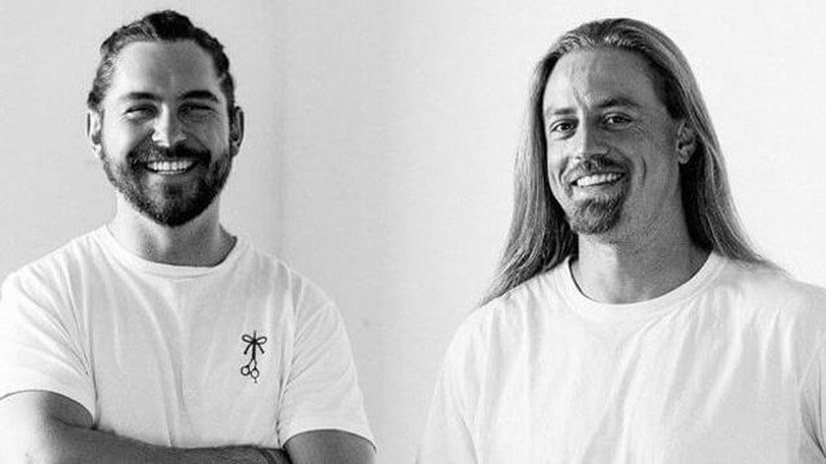 The founders of The Longhairs, Lindsay Barto, left, and Chris Healy, met while they were students and fraternity brothers at Fresno State.