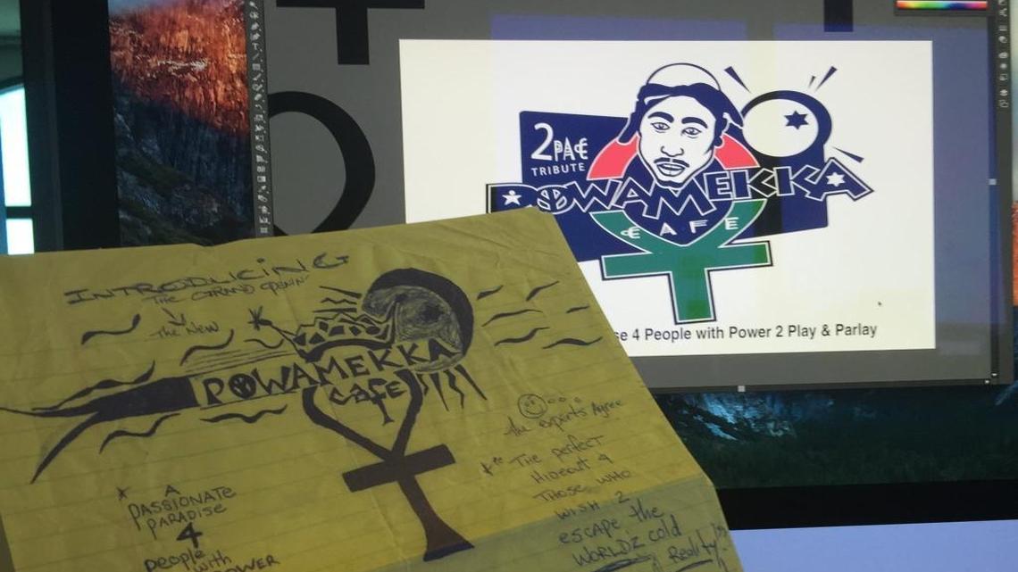 Sketches from the Tupac-themed pop-up cafe that opened in Fresno last year. A similar pop-up cafe in opening in New York City April 7-9 to coincide with the rapper’s induction into the Rock and Roll Hall of Fame.