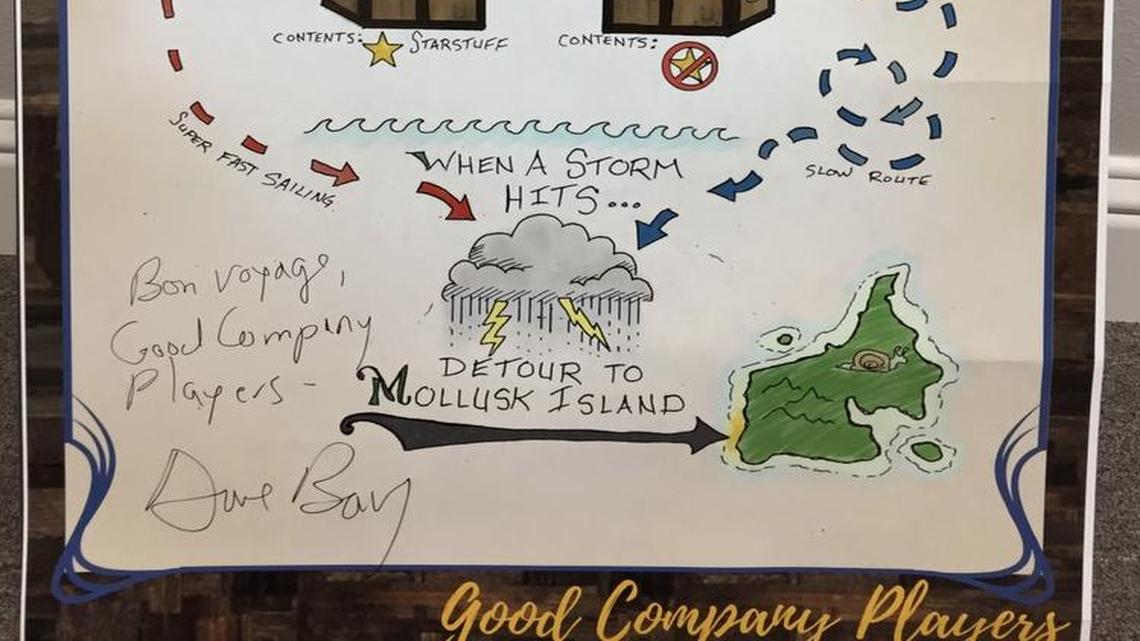 Humorist Dave Barry, co-author of the book on which the stage show ‘Peter and the Starcatcher’ is based, signed a poster for the show while in Fresno.