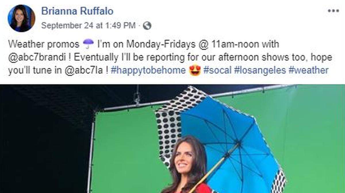 Brianna Ruffalo can now be seen doing weather on ABC 7 in Los Angeles.