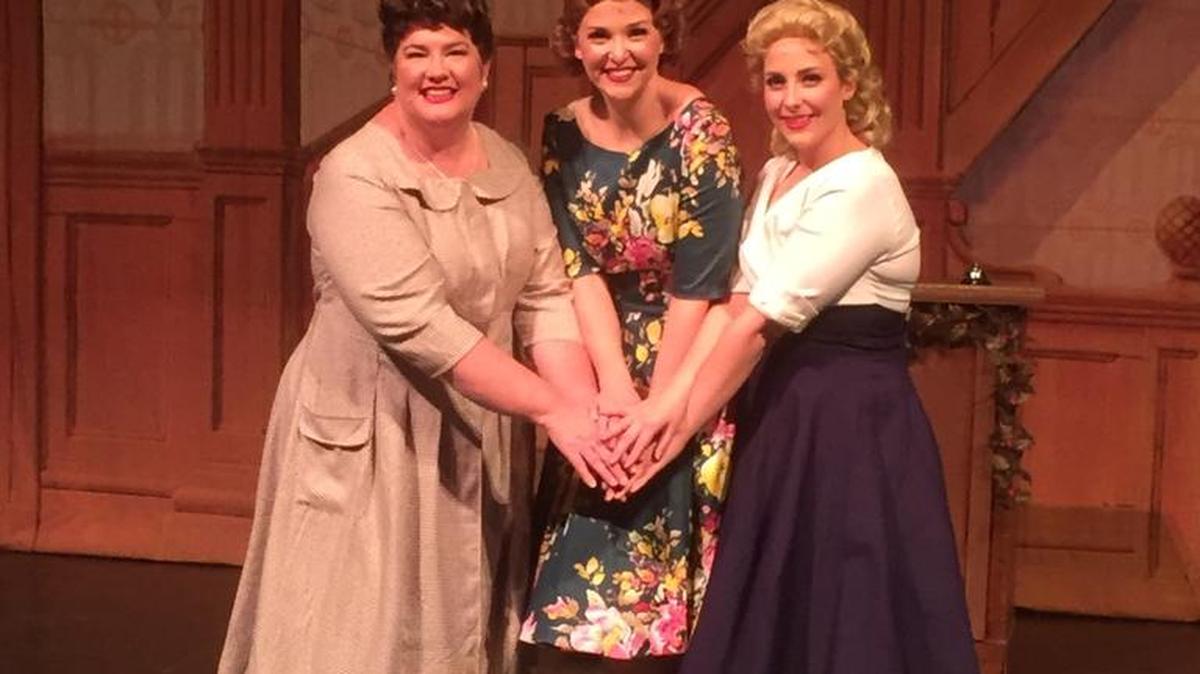 Nancy Grissom, left, as Martha Watson, Jordyn White as Betty Haynes, and Kayla Seffing as Judy Haynes in the College of the Sequoias production of ‘White Christmas.’