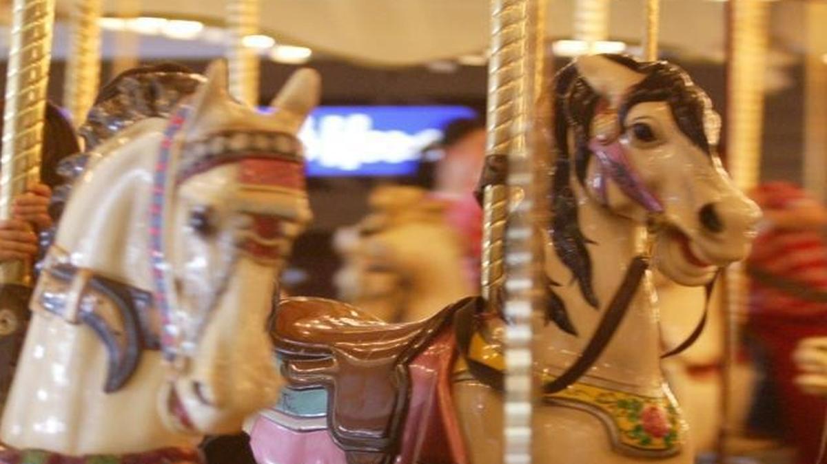 The iconic carousel at Manchester Center is being dismantled. It will be relocated to another spot on the mall.