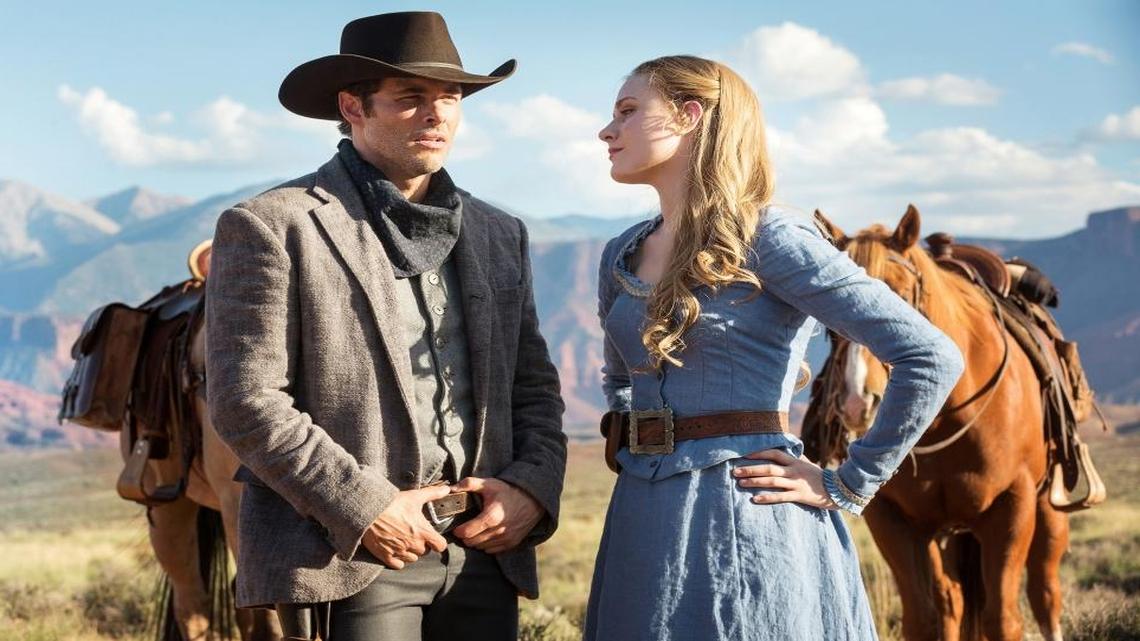 James Marsden and Evan Rachel Wood in “Westworld.”