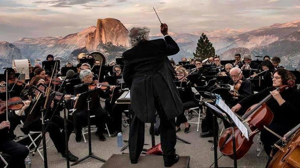 The Mariposa Symphony Orchestra performing at Glacier Point in Yosemite National Park in 2016. The orchestra performs a patriotic-themed set July 1 in downtown Mariposa.