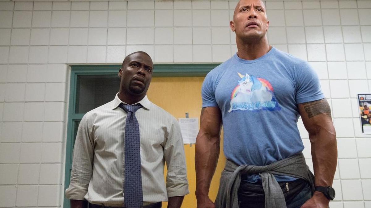 Kevin Hart, left, and Dwayne Johnson star in “Central Intelligence.”