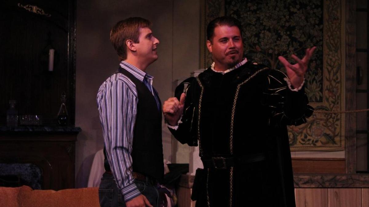 Chase Stubblefield, left, and CJ Dion star in Good Company’s “I Hate Hamlet” at 2nd Space Theatre.