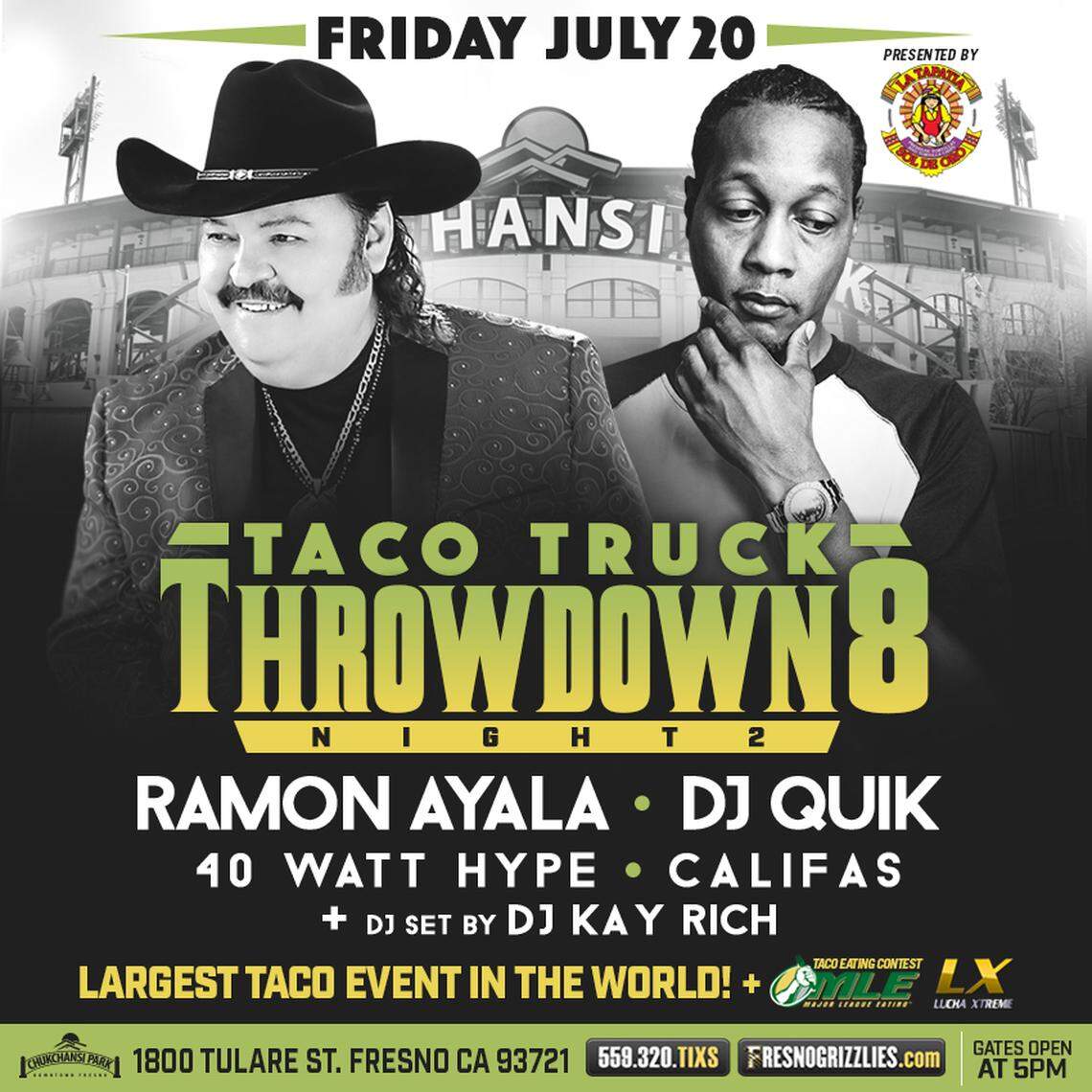 Ramon Ayala and Dj Quik perform at this year's Taco Truck Throwdown, July 20 at Chukchansi Park.