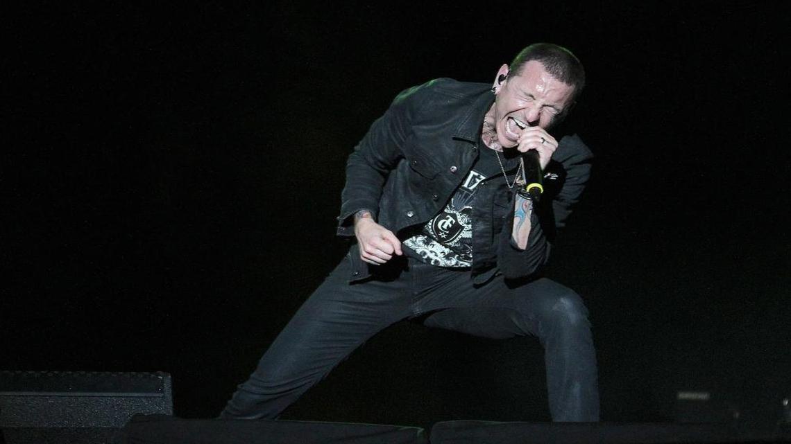Chester Bennington fronts Linkin Park at Rock in Rio in Las Vegas on Saturday, May 9, 2015. Bennington was discovered dead on July 20, 2017 at his home in Palos Verdes Estates.