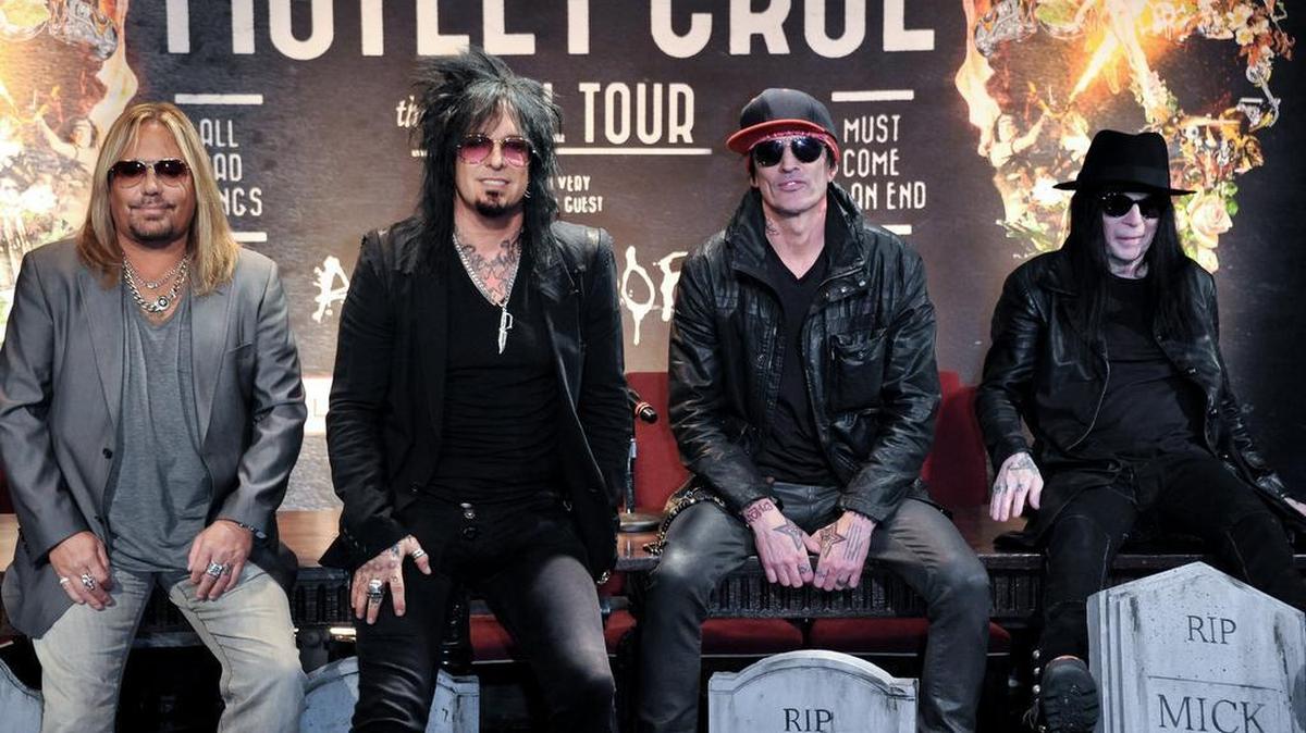 
From left, Vince Neil, Nikki Sixx, Tommy Lee and Mick Mars of Motley Crue. The band will play a concert in Fresno Thursday, Dec. 17, at the Save Mart Center as part of its final tour. 
