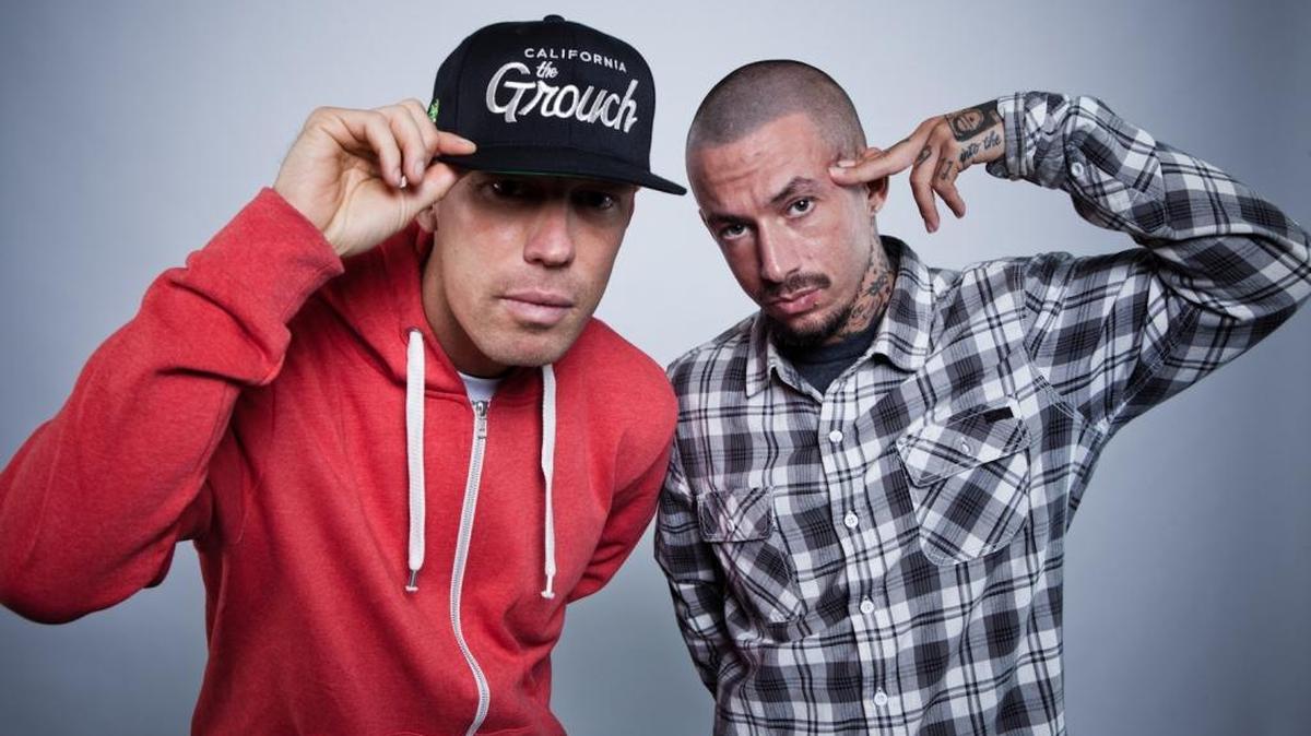Bay Area rapper The Grouch, seen here with collaborator Eligh, brings his “How the Grouch Stole Xmas” tour Saturday, Nov. 28, to Strummer’s.