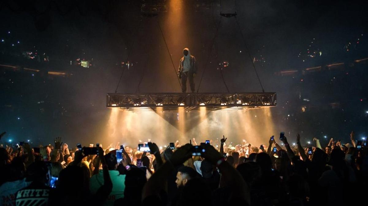 Kanye West performs at the Verizon Center in Washington as part of his Saint Pablo Tour; West can transform a drab basketball stadium into science fiction, but he's prone to annihilating the momentum of his performances with his lack of impulse control. The tour stops Tuesday, Nov. 22 at the Save Mart Center. MUST CREDIT: Photo by Kyle Gustafson for The Washington Post.