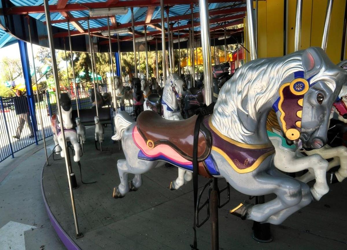 The carousel horses at Playland at Roeding Park, which celebrates its grand reopening Friday, May 6.