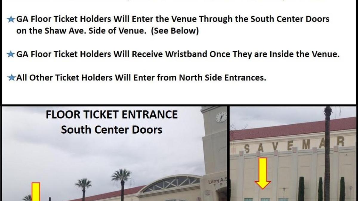 The Save Mart Center released this graphic explaining which entrances fabns should seek out for the Twenty One Pilots concert Tuesday, February 14.