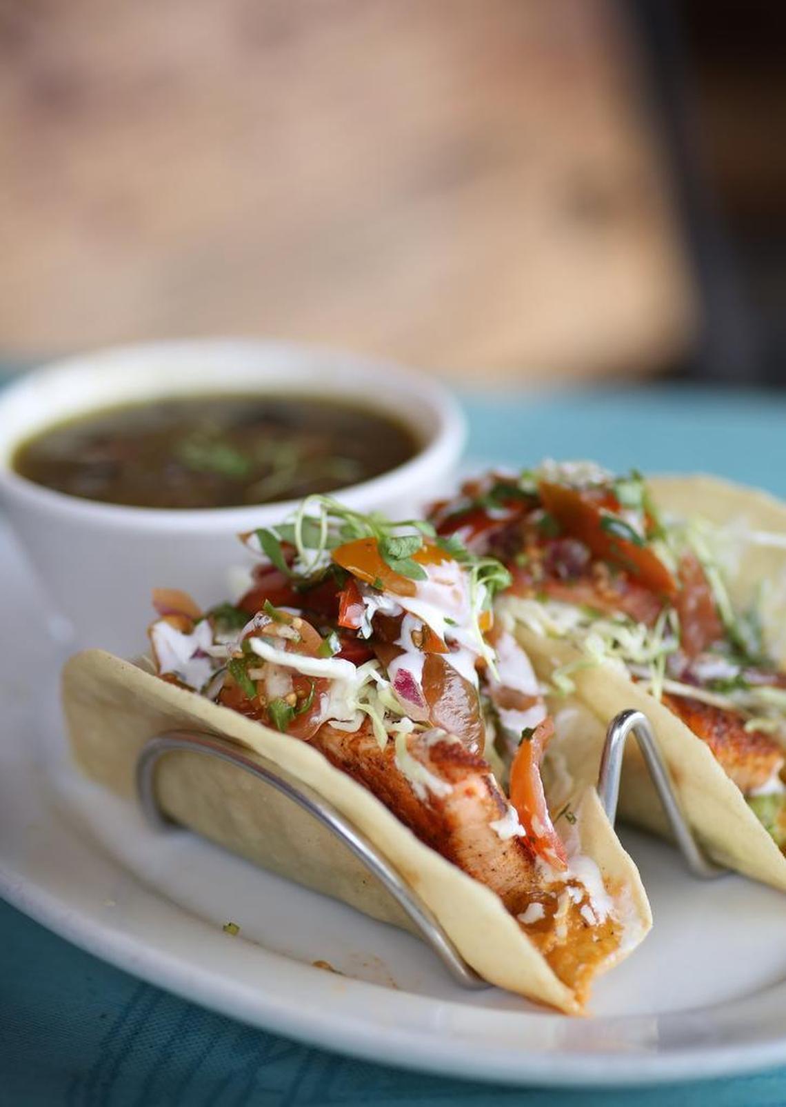 FAMILY RESTAURANT: A blackened salmon fish taco is a customer favorite at Pismo’s, a People’s Choice winner. The fish taco features fire-roasted salsa, avocado, cabbage cilantro slaw, heirloom tomato pico de gallo, fresh lime crema and is served with black beans.