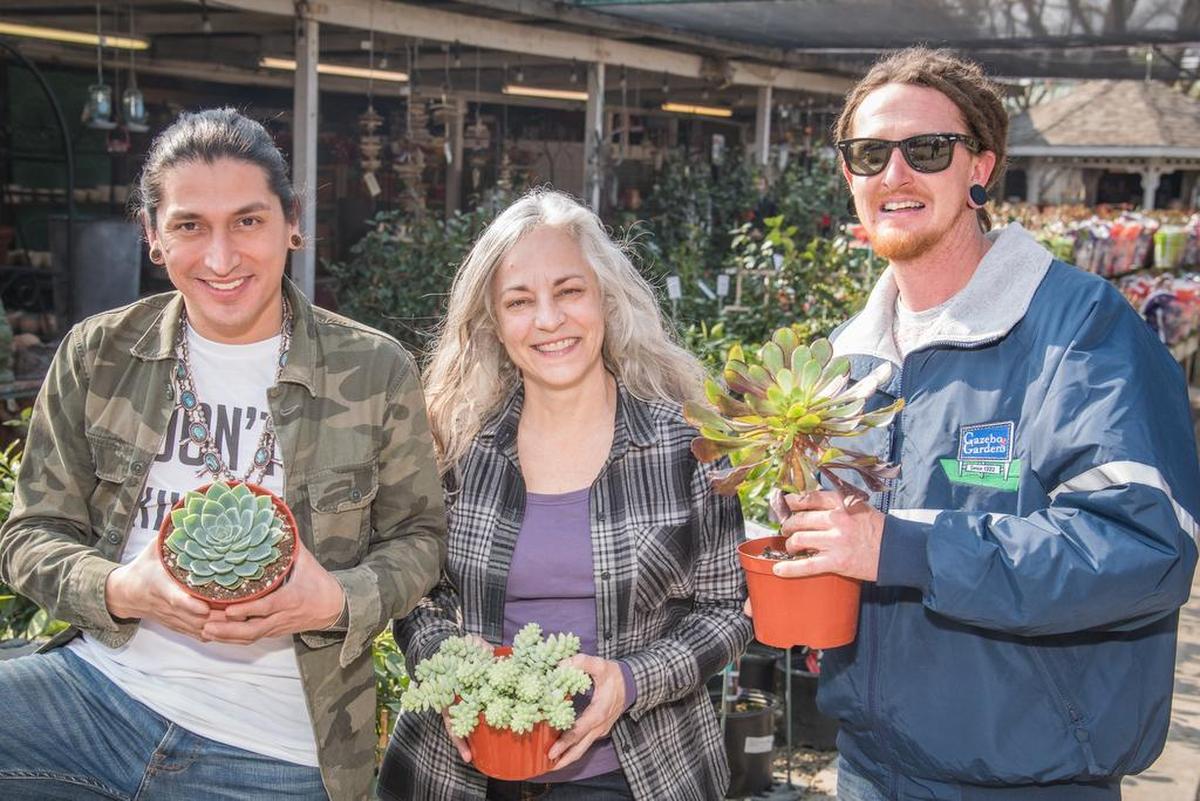 PLANT AND GARDEN STORE: From the best selection of plants in the area to evening events with food trucks and creative classes, Gazebo Gardens has it all. Pictured here are Aaron Buchheim, Brian Guerrero and Dianna Shafter.