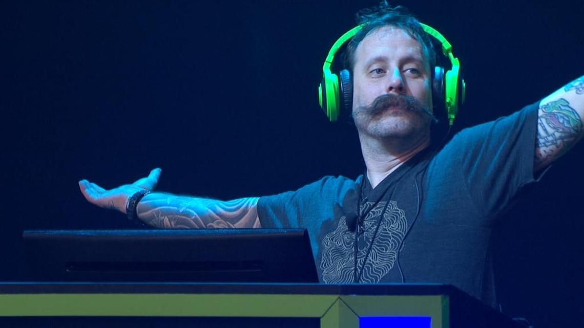 Geoff Ramsey, founder of Rooster Teeth, during a Let’s Play Live performance earlier this year.