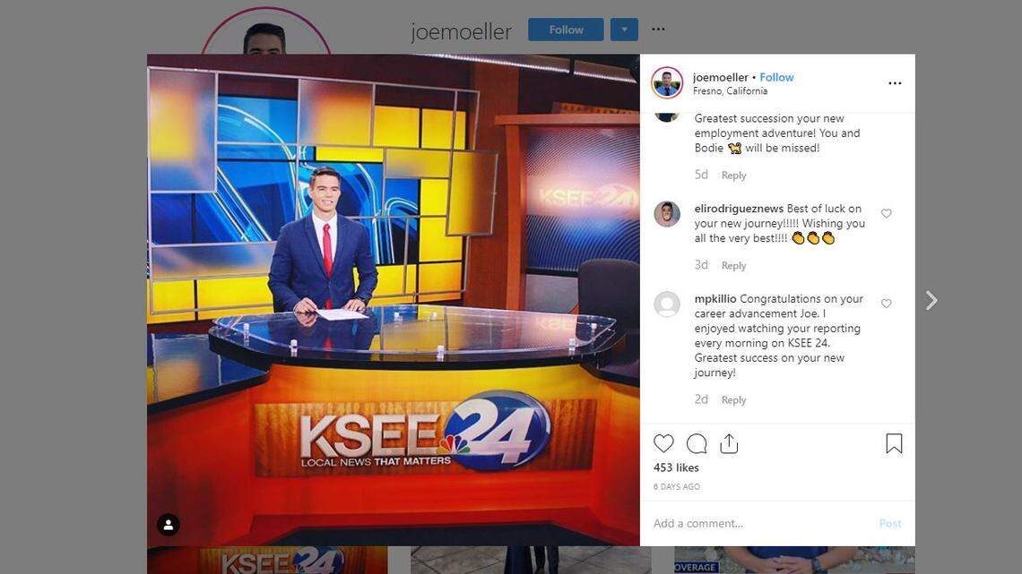 Joe Moeller announced on social media his final week at KSEE24. He will move to Las Vegas, NV, where we will be a reporter with the CBS affiliate 8 Now News.