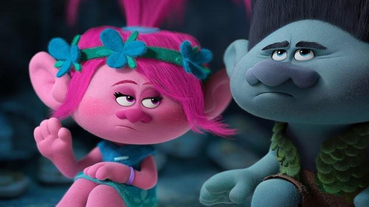 Poppy (voiced by Anna Kendrick) offers Branch (Justin Timberlake) a suggestion in “Trolls.”