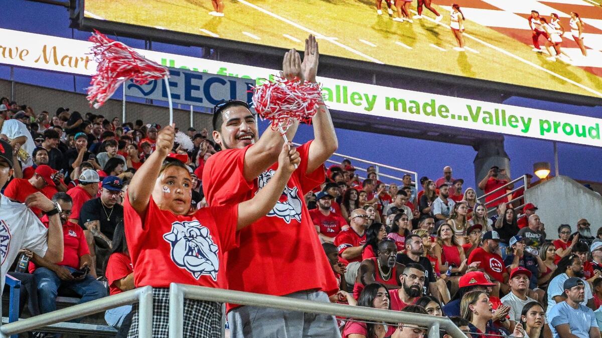 Fans cheer on the Bulldogs during their home-opener against Sacramento State at Valley Children’s Stadium on Saturday, Sept. 7, 2024.