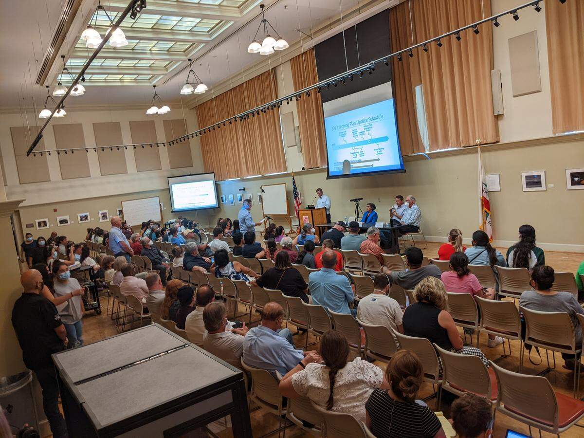 Valley residents spoke to CARB chair Liane Randolph about the state’s climate change scoping plan, during listening session at Fresno City College on Wednesday, Aug. 3, 2022.