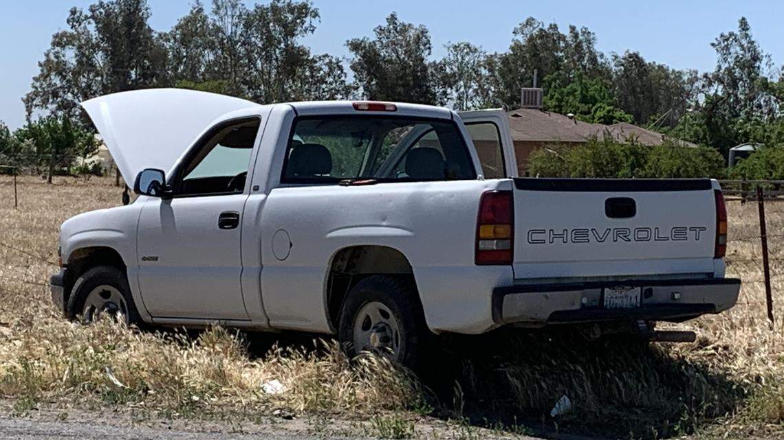 A truck stolen from a Kern County school district was involved in a high-speed pursuit Thursday morning near Caruthers.